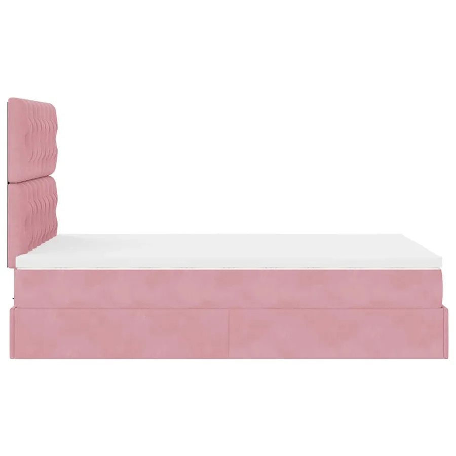 Cadre de lit ottoman avec matelas rose 120x190 cm velours - 9