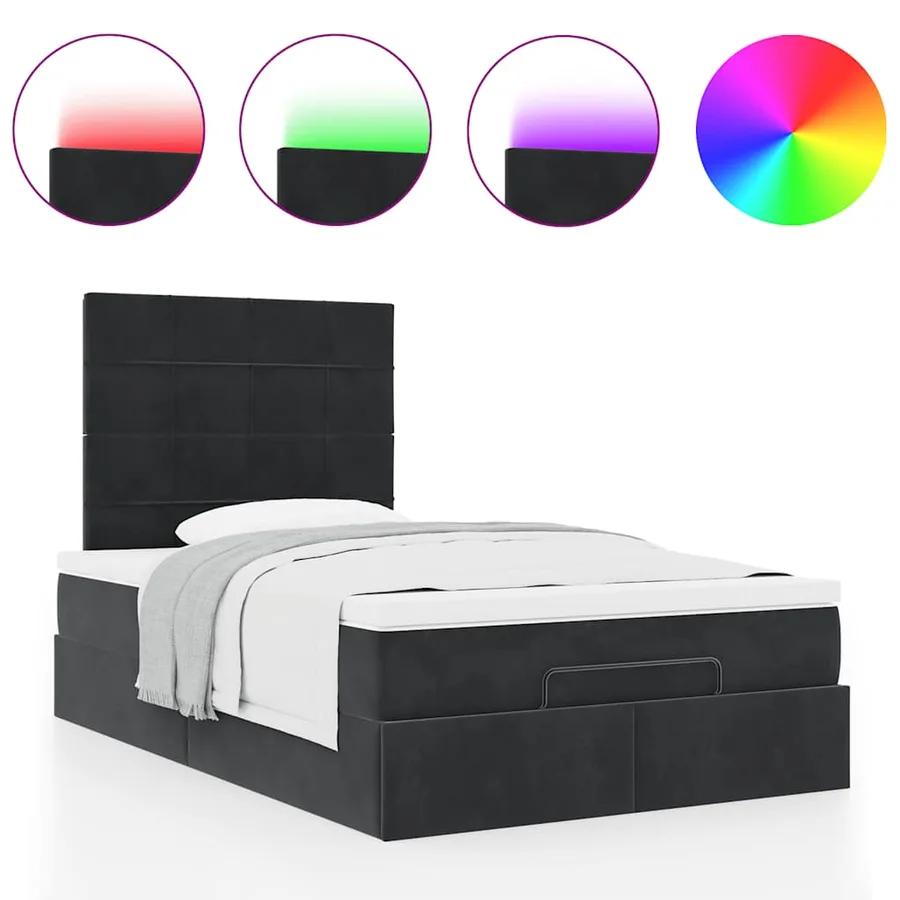 Cadre de lit ottoman avec matelas noir 120x190 cm velours - 5