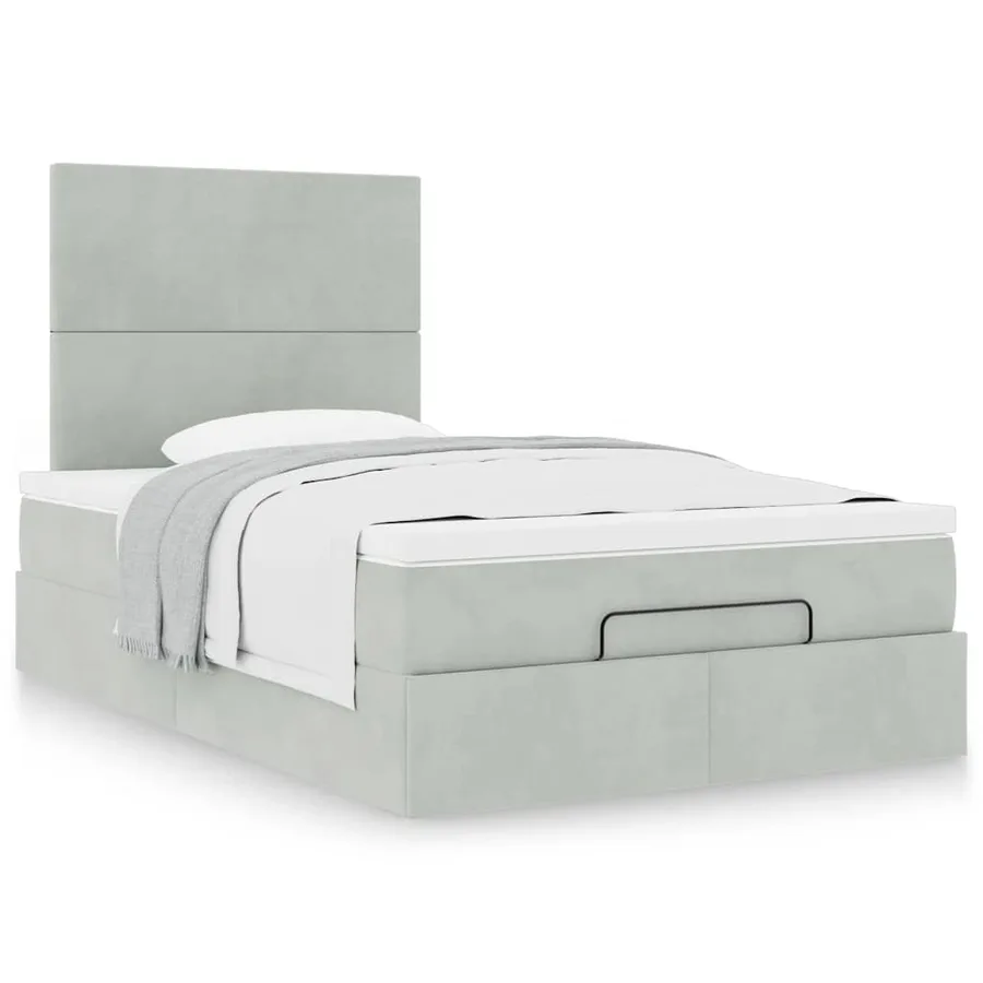 Cadre de lit ottoman avec matelas gris clair 120x190 cm velours - 4