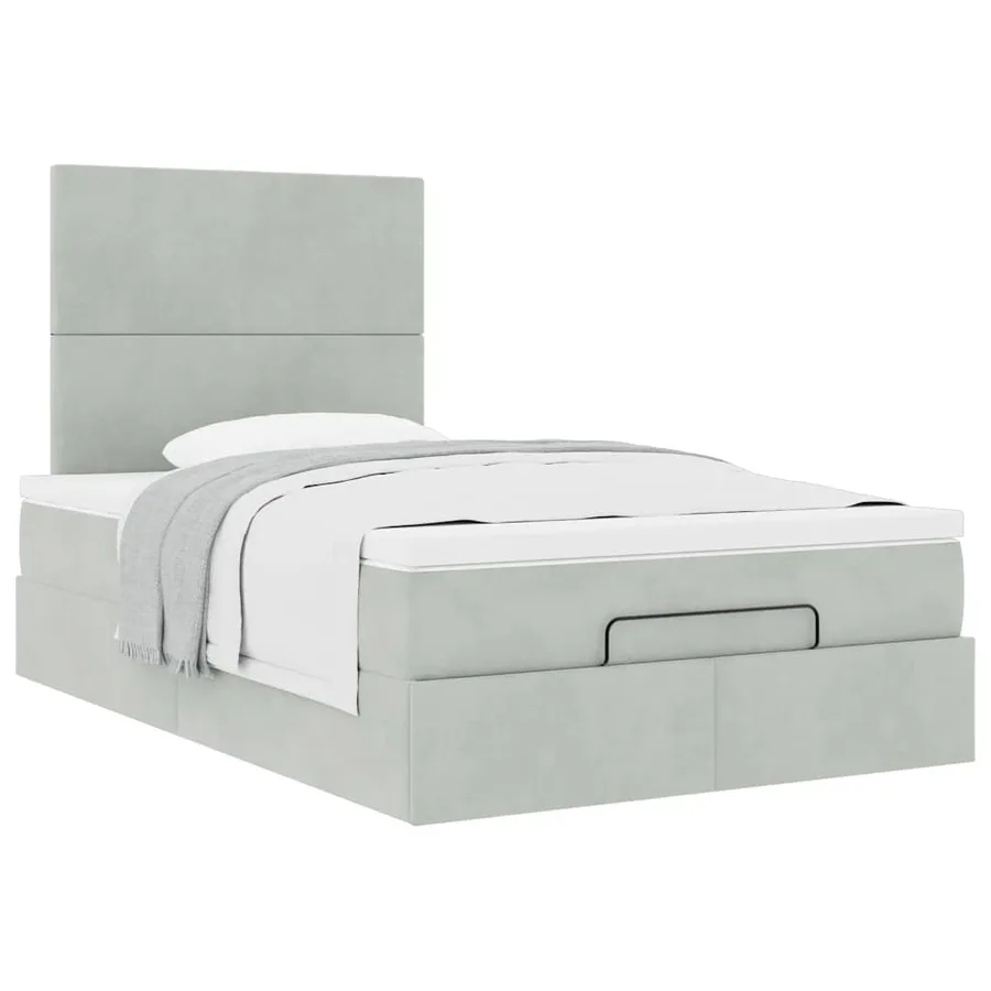 Cadre de lit ottoman avec matelas gris clair 120x190 cm velours - 5