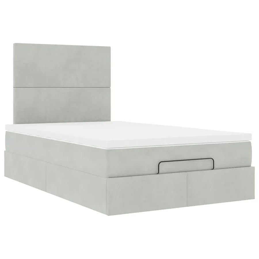 Cadre de lit ottoman avec matelas gris clair 120x190 cm velours - 6