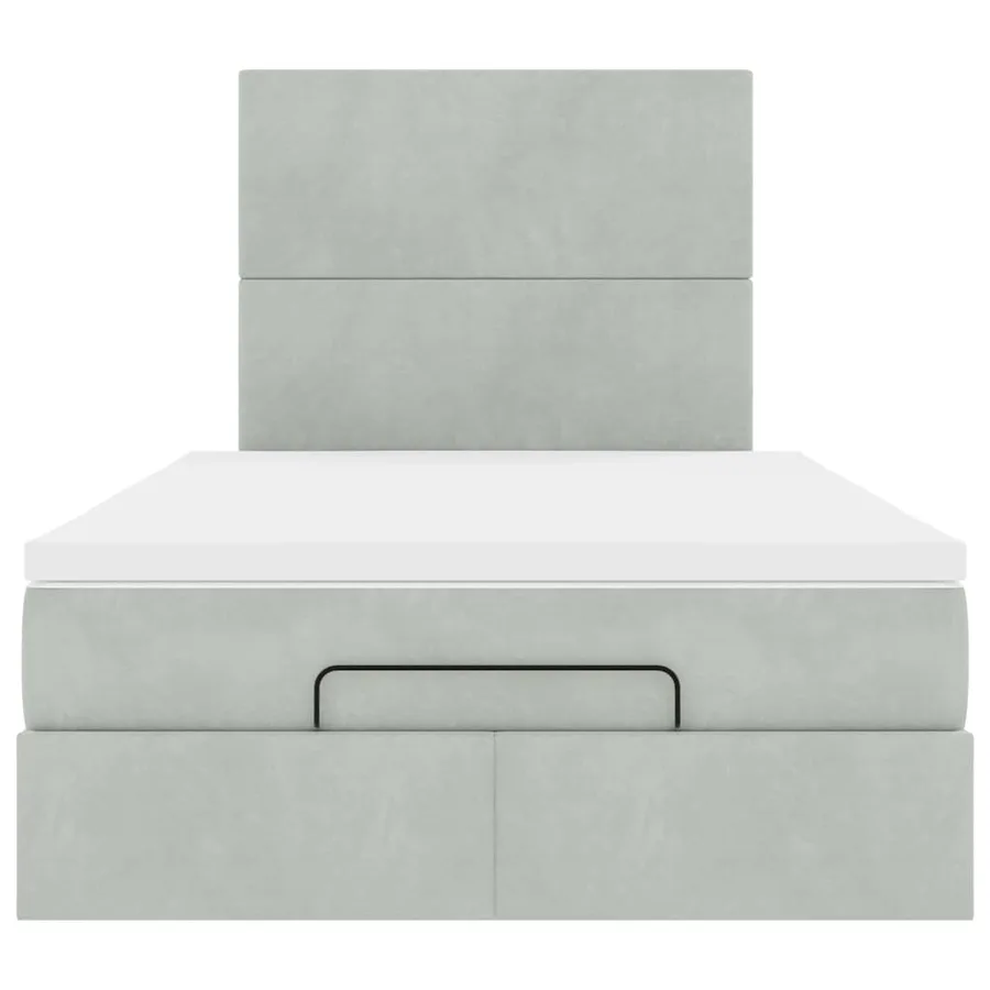 Cadre de lit ottoman avec matelas gris clair 120x190 cm velours - 7