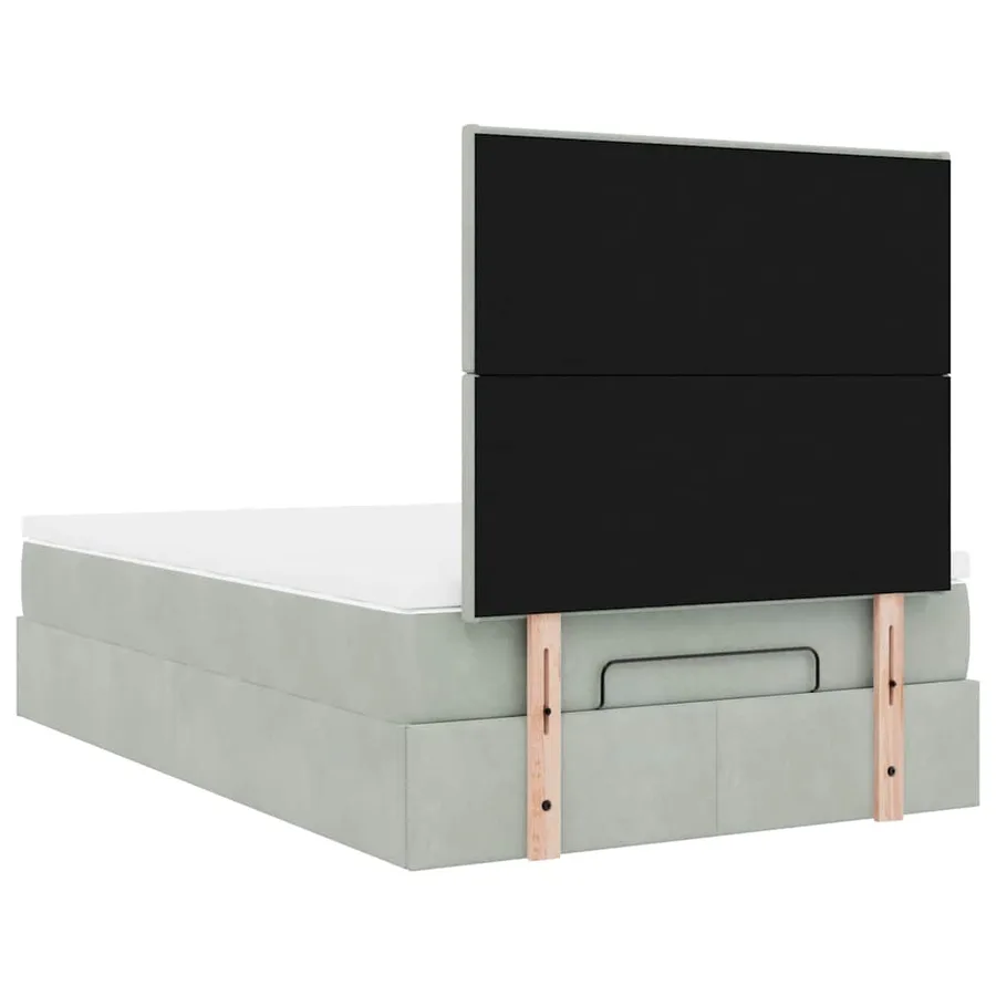 Cadre de lit ottoman avec matelas gris clair 120x190 cm velours - 9