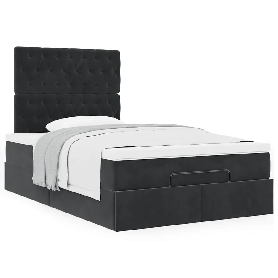 Cadre de lit ottoman avec matelas noir 120x190 cm velours - 4