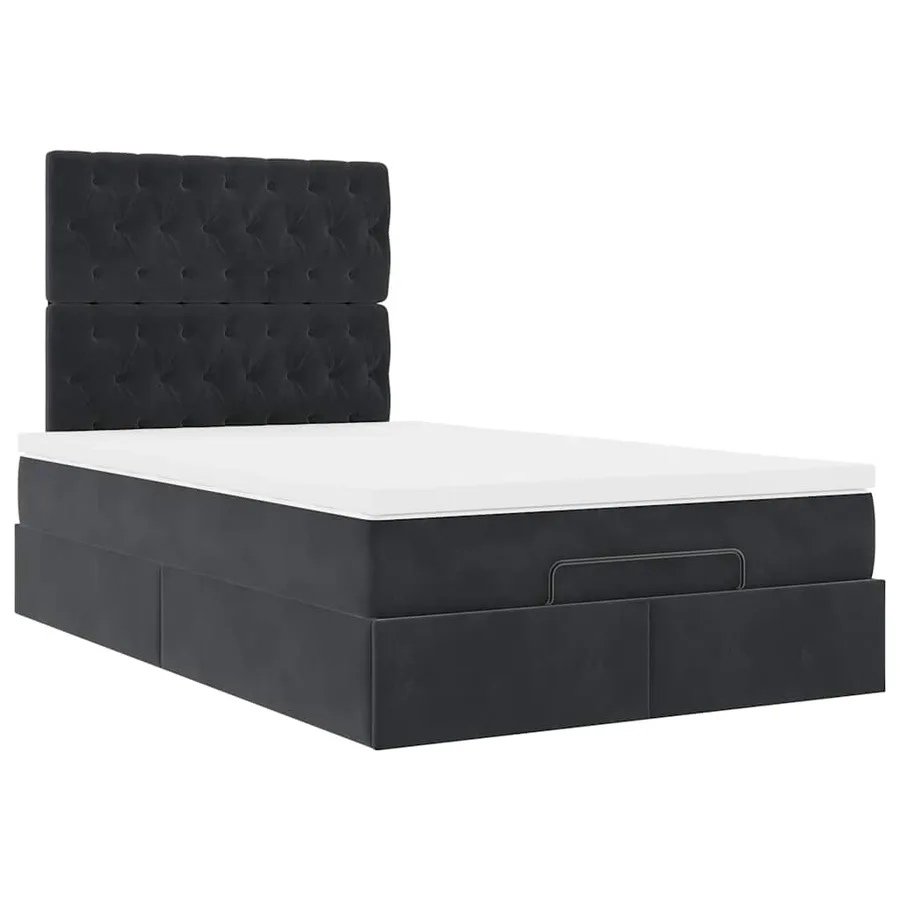 Cadre de lit ottoman avec matelas noir 120x190 cm velours - 6