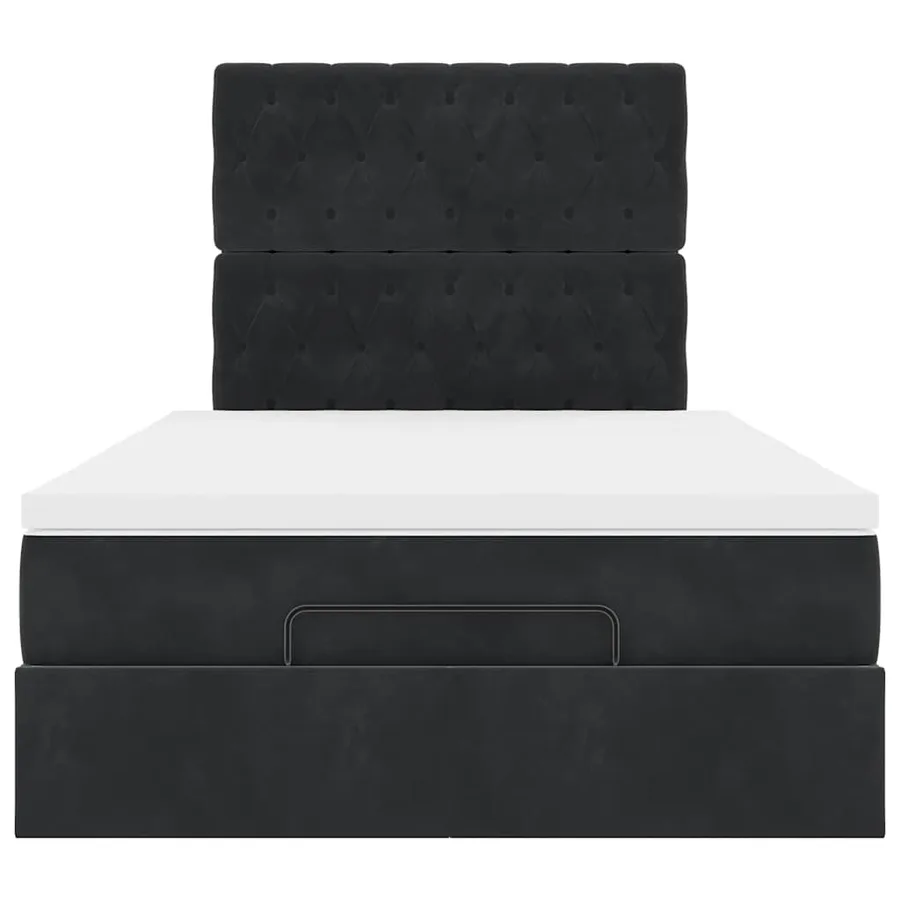 Cadre de lit ottoman avec matelas noir 120x190 cm velours - 7