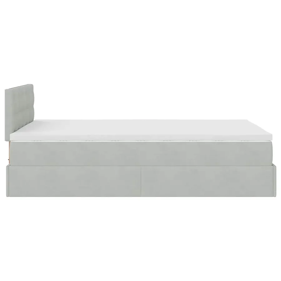 Lit ottoman avec matelas gris clair 120x190 cm velours - 10