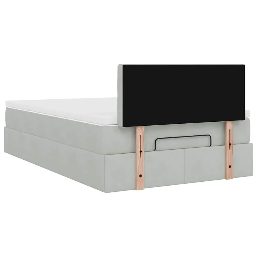 Lit ottoman avec matelas gris clair 120x190 cm velours - 11