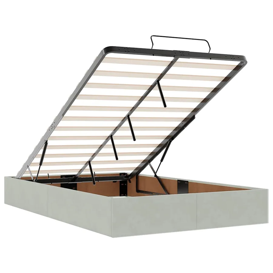 Lit ottoman avec matelas gris clair 120x190 cm velours - 12