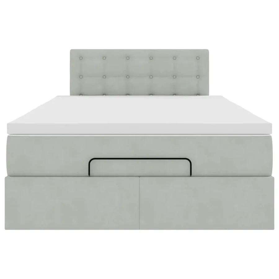 Lit ottoman avec matelas gris clair 120x190 cm velours - 7