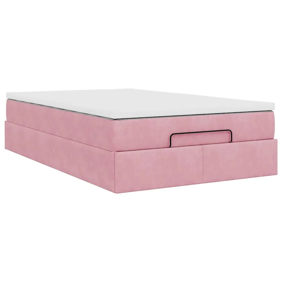 Lit ottoman avec matelas rose 120x190 cm velours - 10