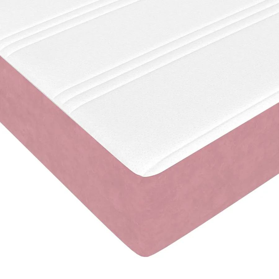 Lit ottoman avec matelas rose 120x190 cm velours - 14