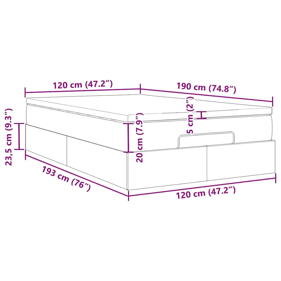 Lit ottoman avec matelas rose 120x190 cm velours - 17