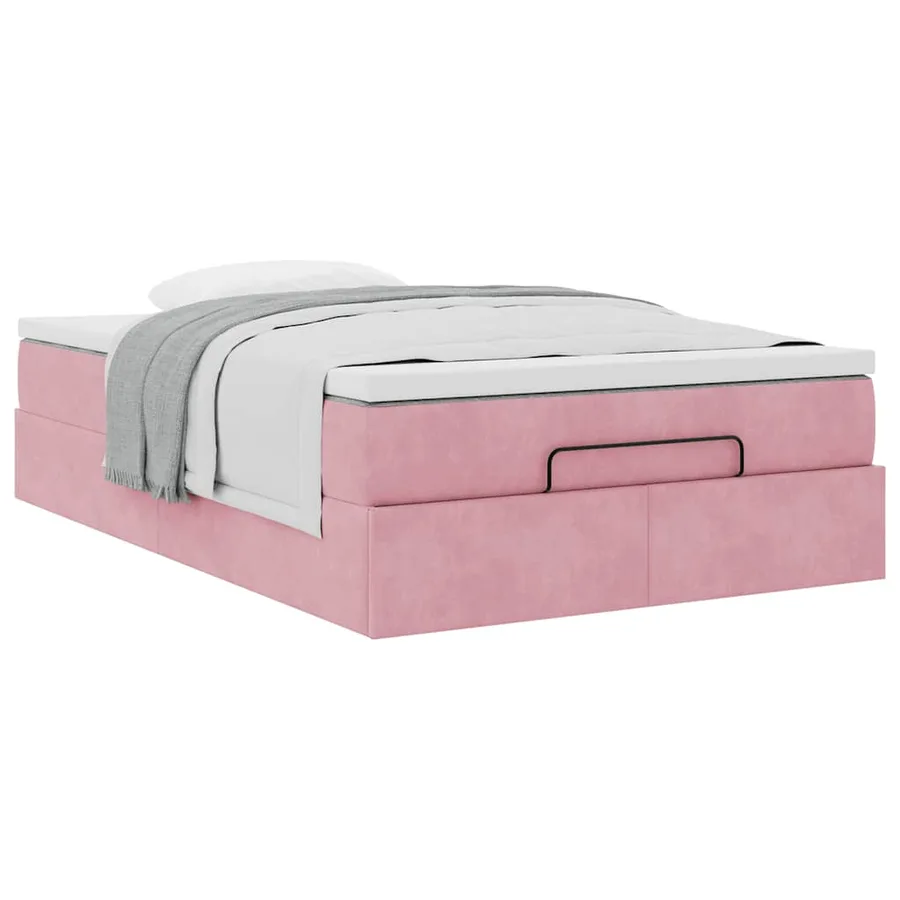 Lit ottoman avec matelas rose 120x190 cm velours - 5