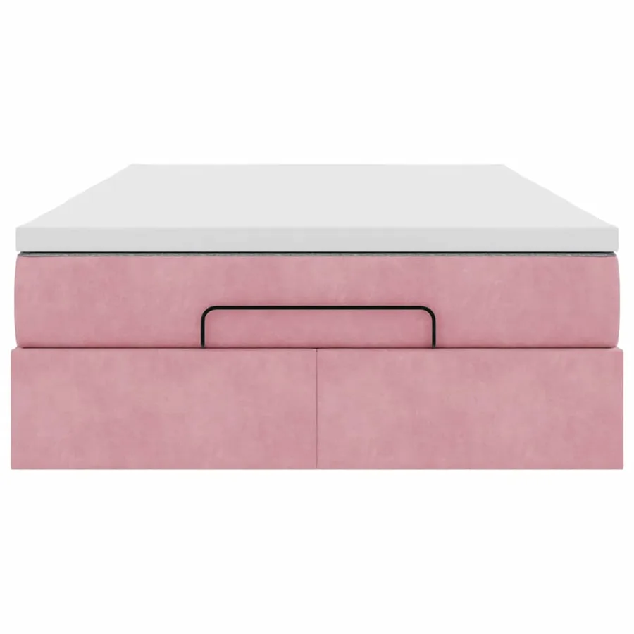 Lit ottoman avec matelas rose 120x190 cm velours - 7