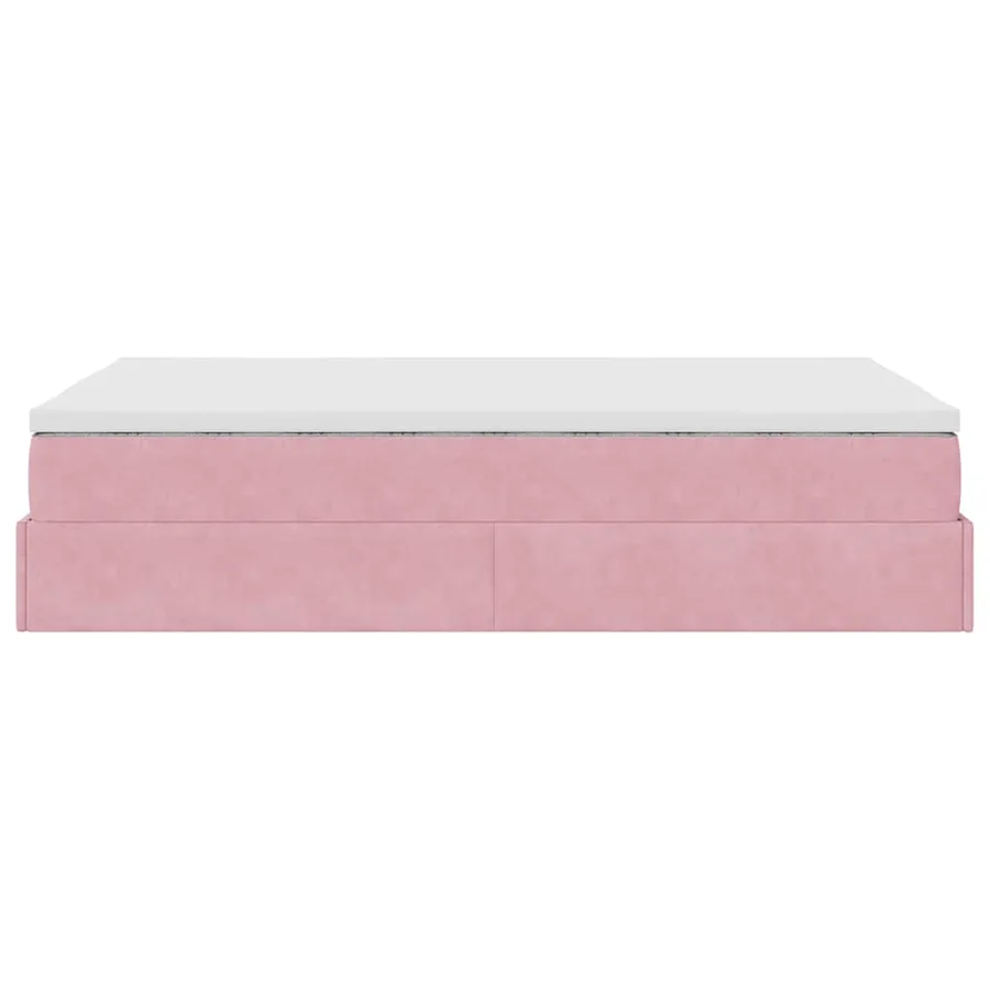 Lit ottoman avec matelas rose 120x190 cm velours - 9