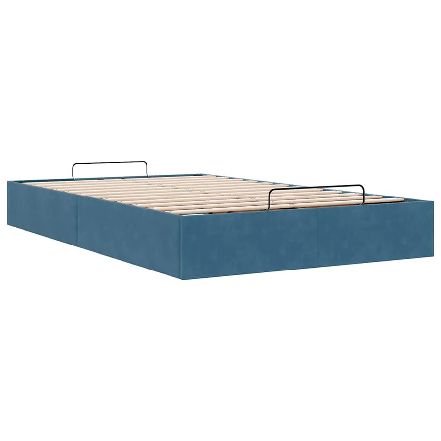 Cadre de lit ottoman sans matelas bleu foncé 120x190 cm velours - 6