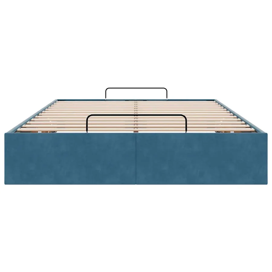 Cadre de lit ottoman sans matelas bleu foncé 120x190 cm velours - 7