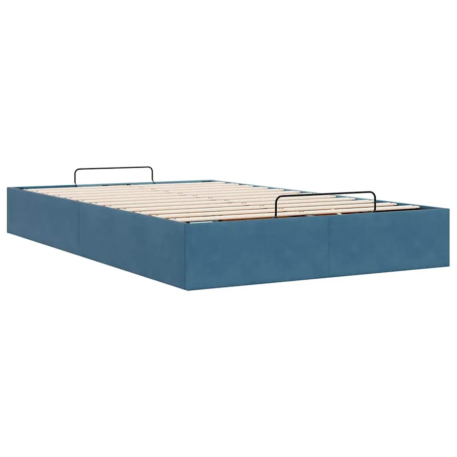 Cadre de lit ottoman sans matelas bleu foncé 120x190 cm velours - 9