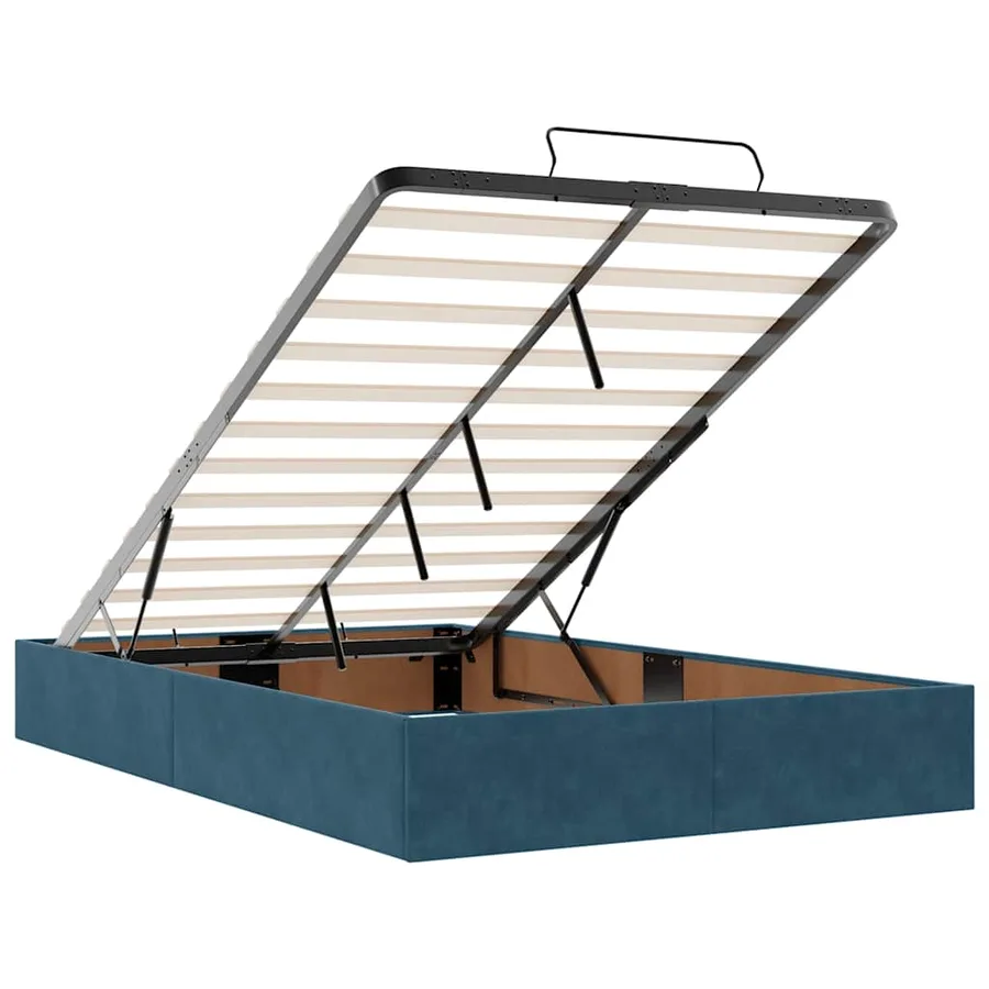 Lit ottoman avec matelas et LED bleu foncé 90x200cm velours - 11