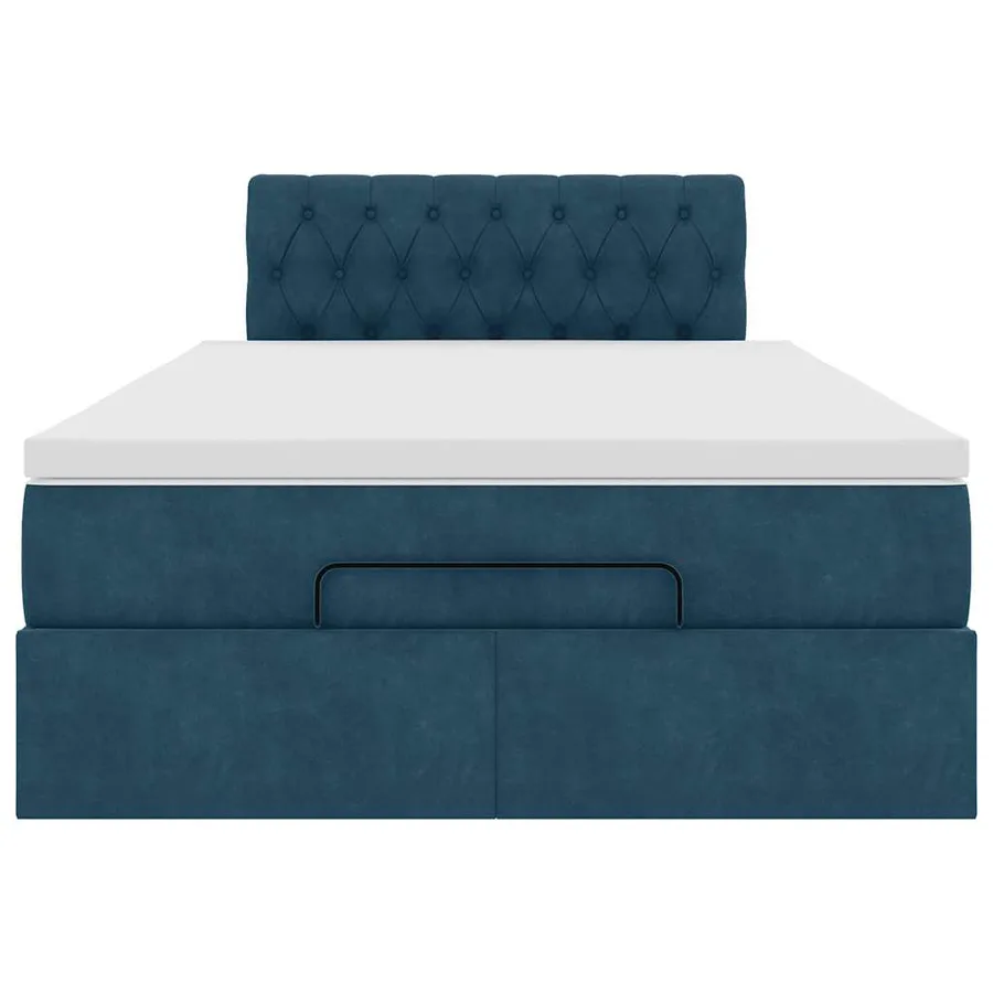 Lit ottoman avec matelas et LED bleu foncé 90x200cm velours - 6