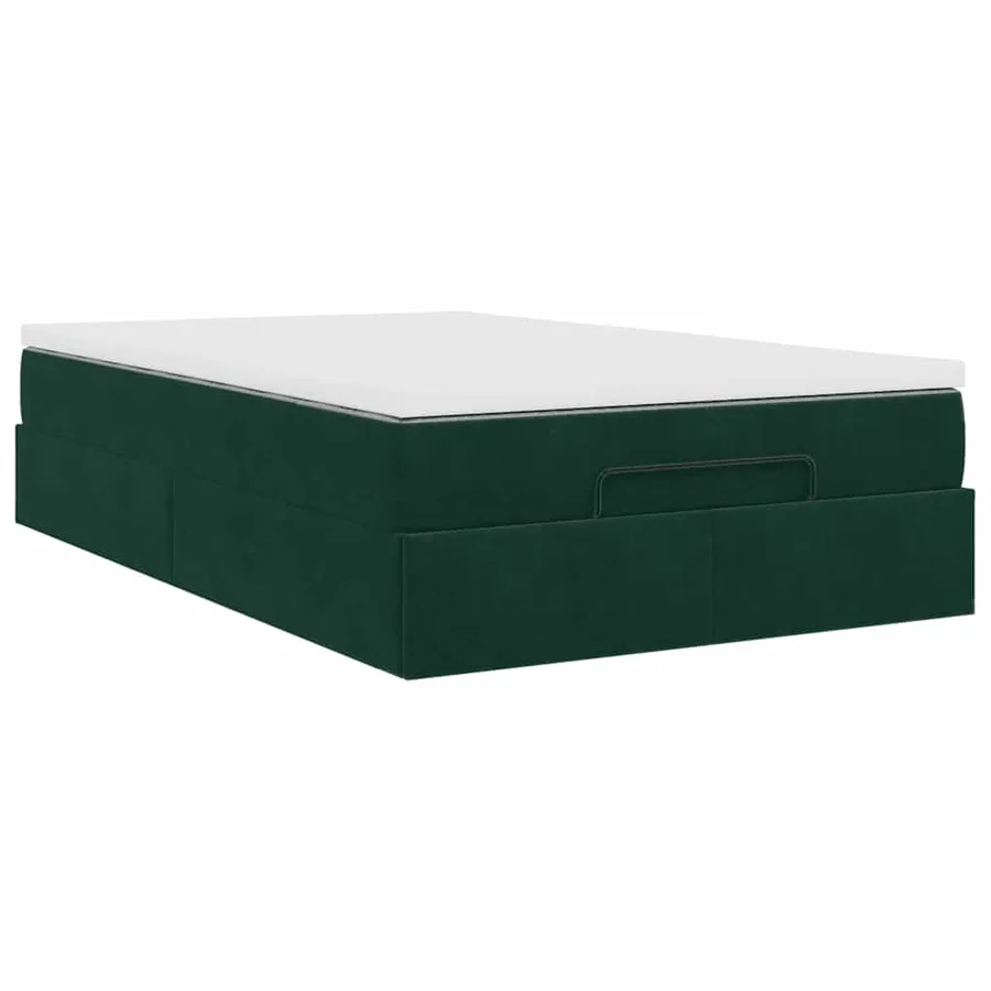 Lit ottoman avec matelas vert foncé 120x190 cm velours - 10