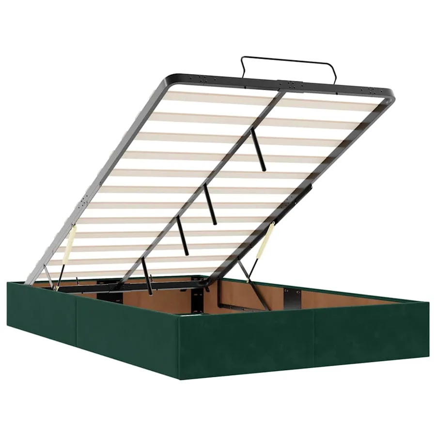 Lit ottoman avec matelas vert foncé 120x190 cm velours - 11