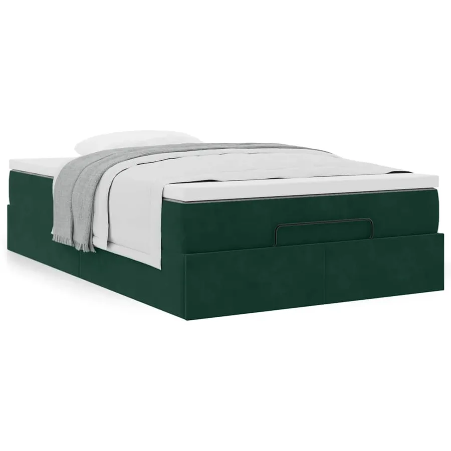 Lit ottoman avec matelas vert foncé 120x190 cm velours - 4