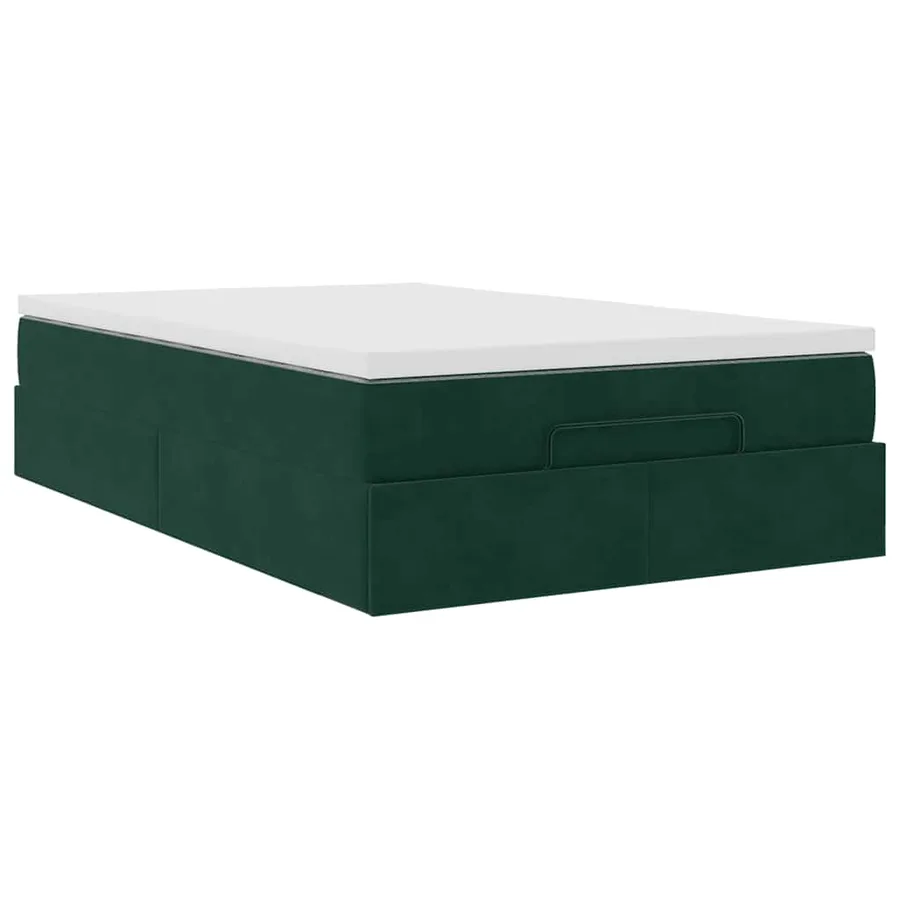 Lit ottoman avec matelas vert foncé 120x190 cm velours - 6