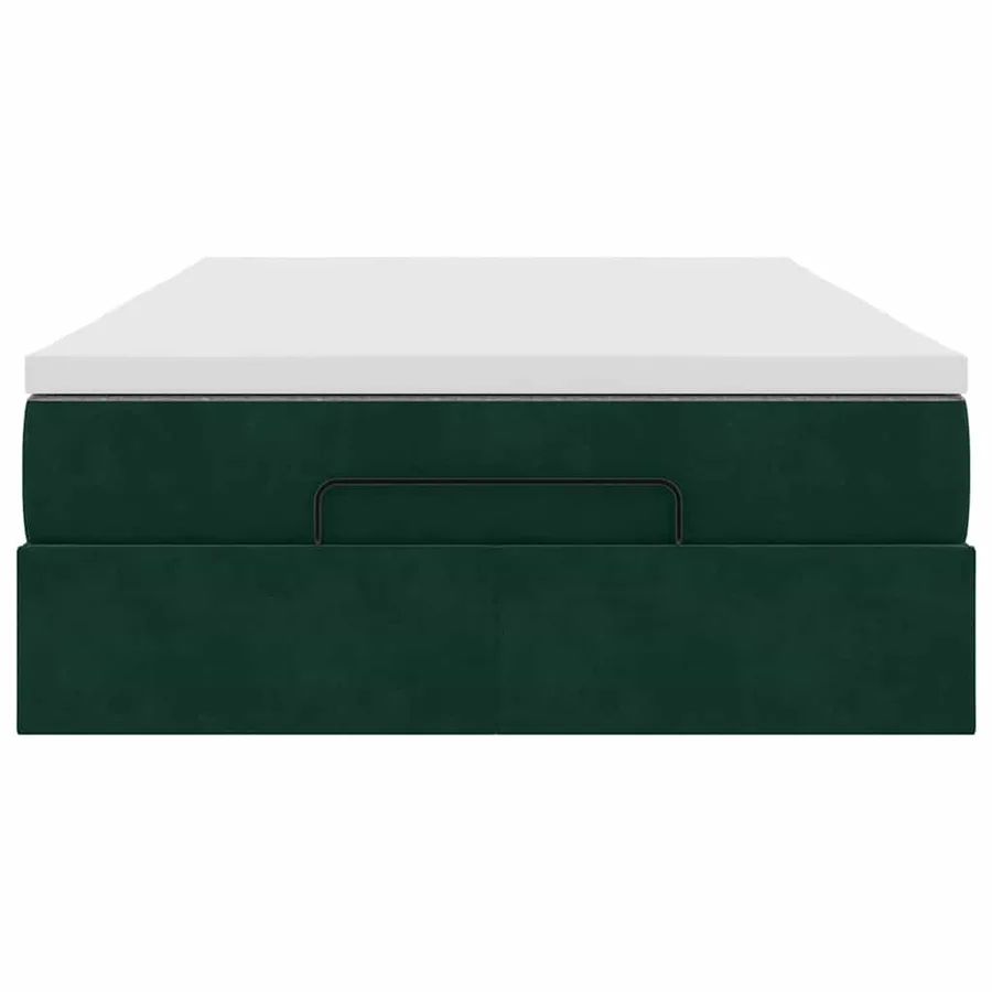 Lit ottoman avec matelas vert foncé 120x190 cm velours - 7