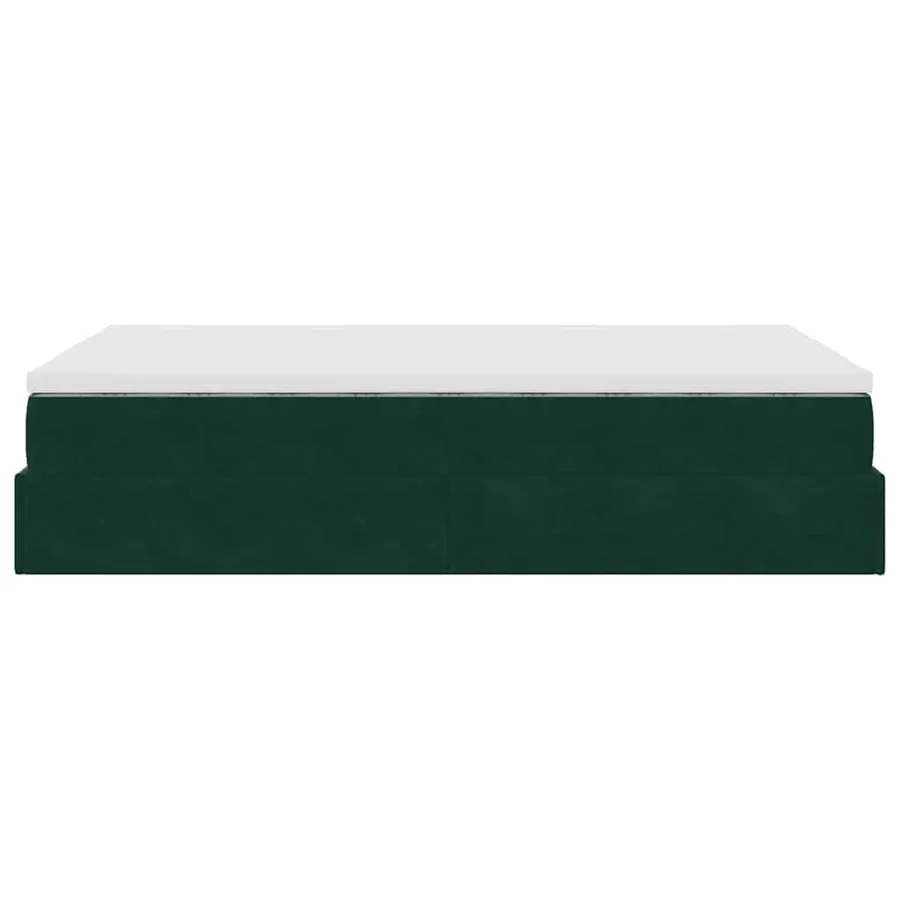 Lit ottoman avec matelas vert foncé 120x190 cm velours - 9