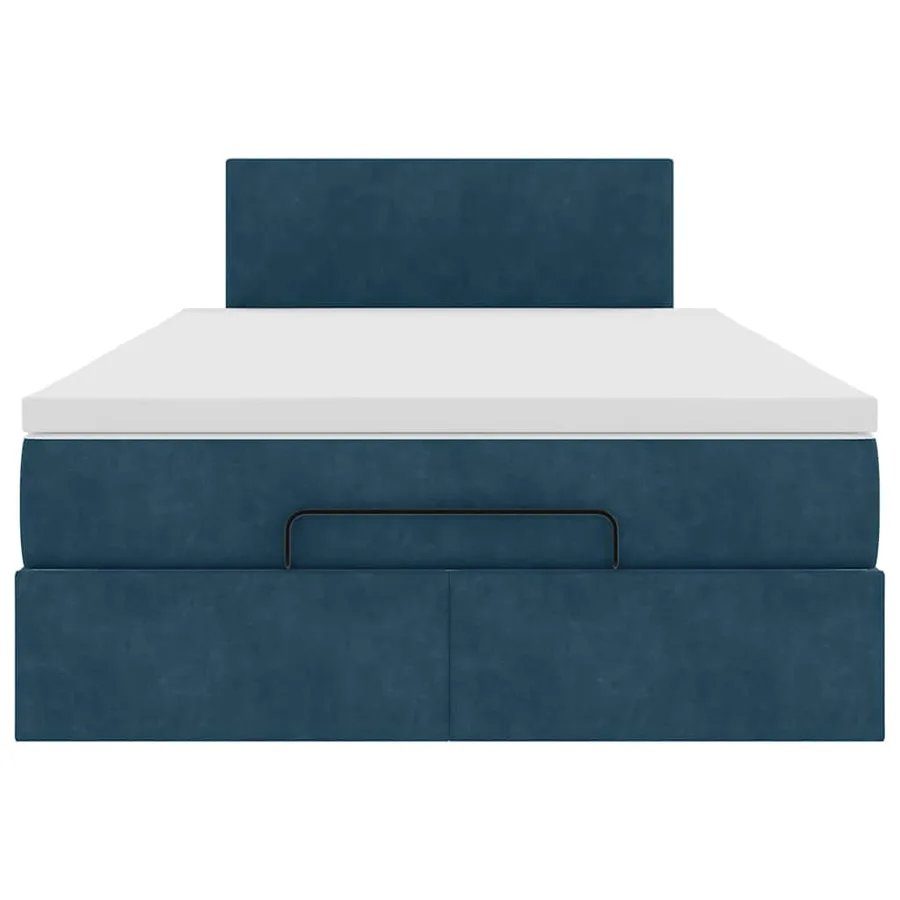 Lit ottoman avec matelas bleu foncé 120x190 cm velours - 7