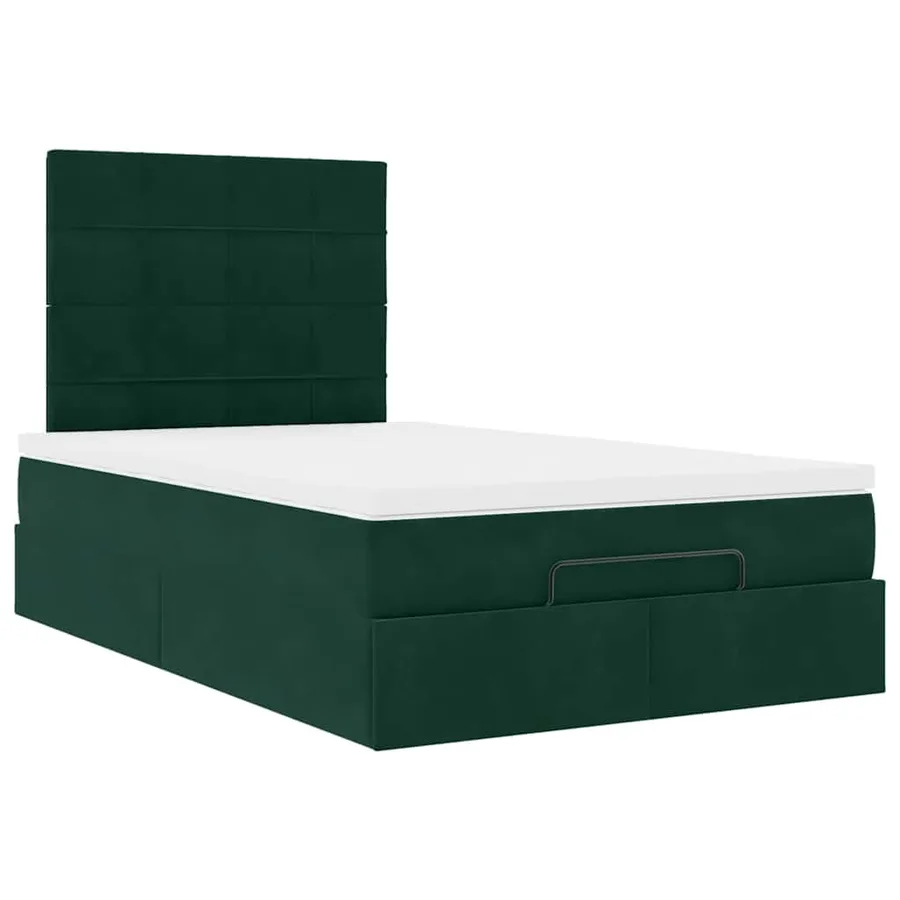 Cadre de lit ottoman avec matelas vert foncé 120x190 cm velours - 6
