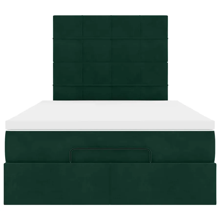 Cadre de lit ottoman avec matelas vert foncé 120x190 cm velours - 7