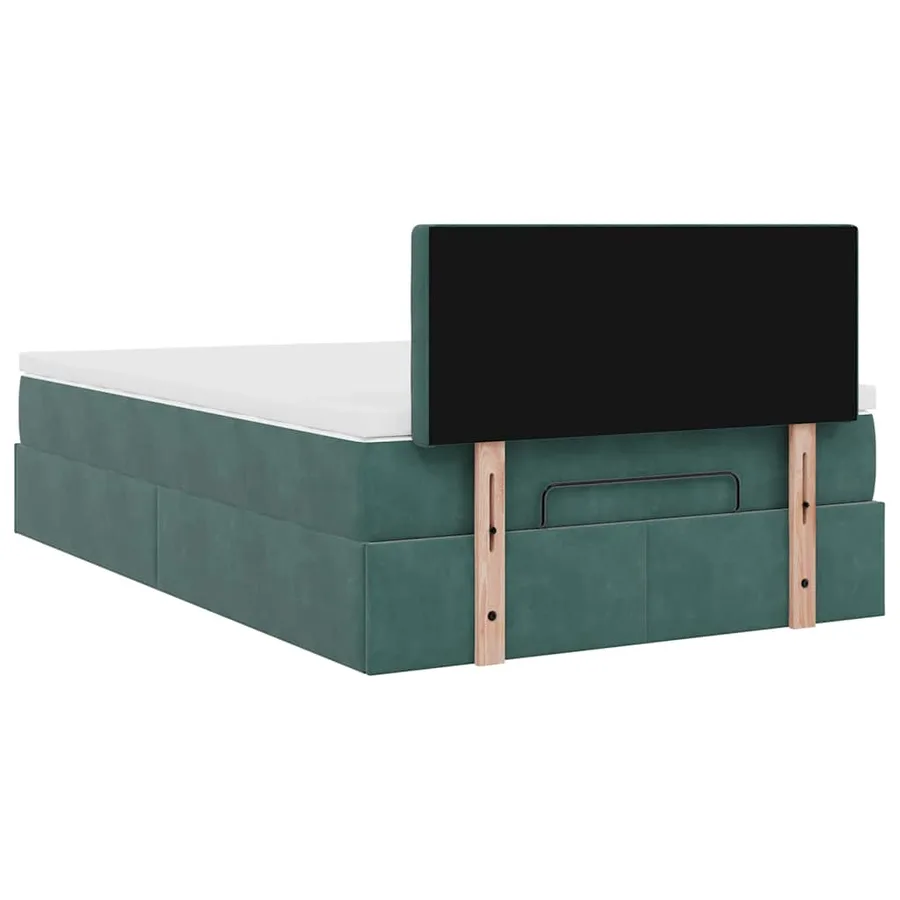 Lit ottoman avec matelas et LED vert foncé 90x200cm velours - 12