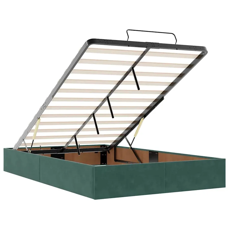 Lit ottoman avec matelas et LED vert foncé 90x200cm velours - 13
