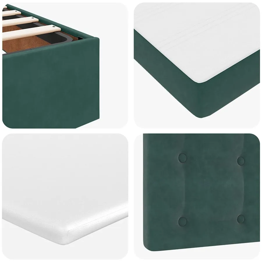 Lit ottoman avec matelas et LED vert foncé 90x200cm velours - 15
