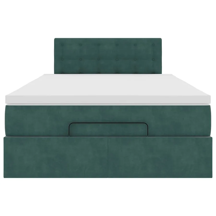 Lit ottoman avec matelas et LED vert foncé 90x200cm velours - 8
