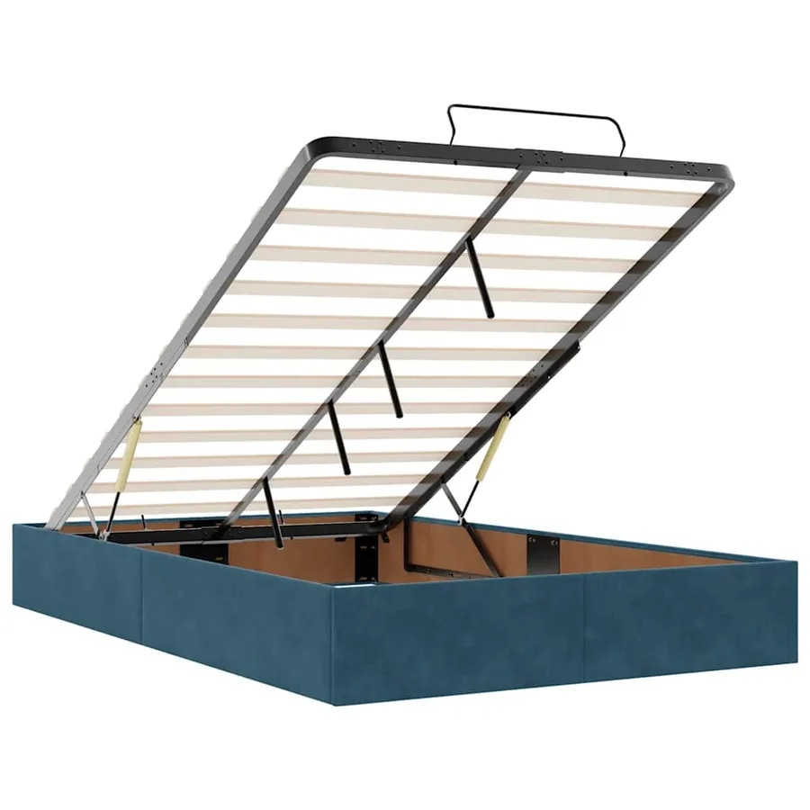 Lit ottoman avec matelas et LED bleu foncé 90x200cm velours - 13