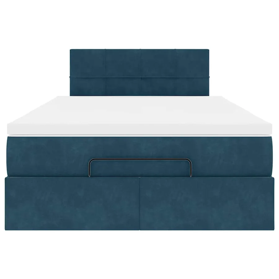Lit ottoman avec matelas et LED bleu foncé 90x200cm velours - 8