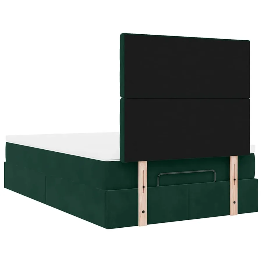 Cadre de lit ottoman avec matelas vert foncé 120x190 cm velours - 10