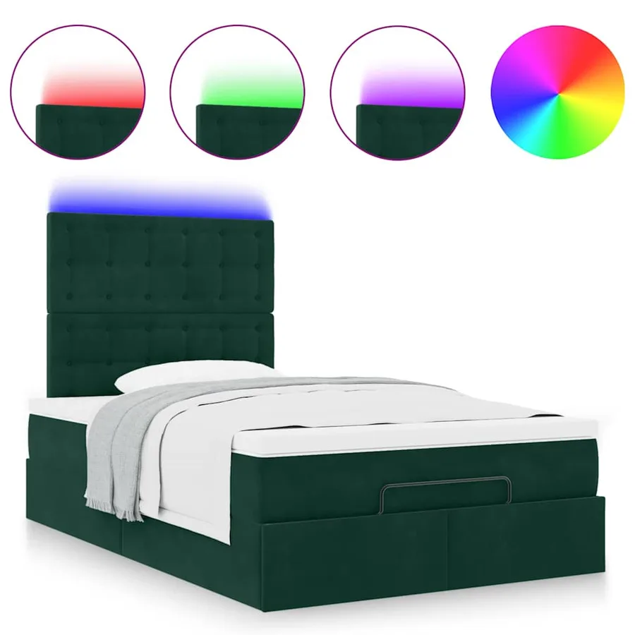 Cadre de lit ottoman avec matelas vert foncé 120x190 cm velours - 5