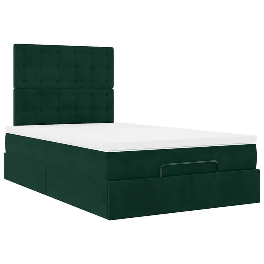 Cadre de lit ottoman avec matelas vert foncé 120x190 cm velours - 7