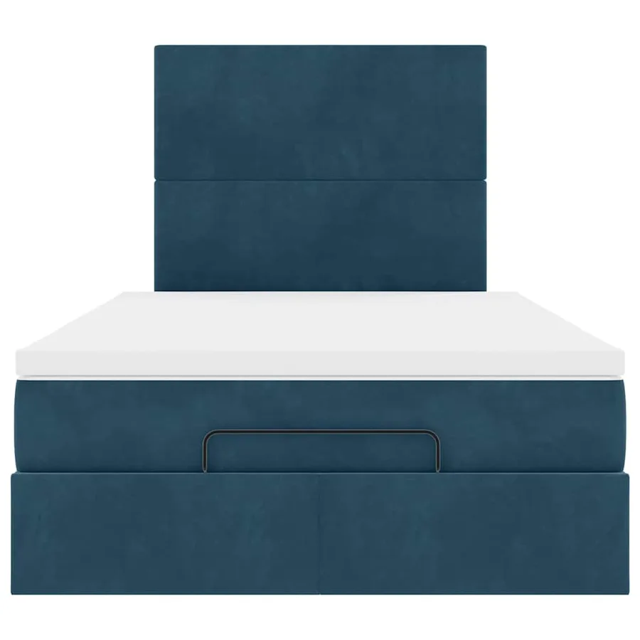 Cadre de lit ottoman avec matelas bleu foncé 120x190 cm velours - 13