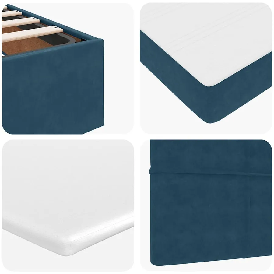 Lit ottoman avec matelas bleu foncé 120x190 cm velours - 12