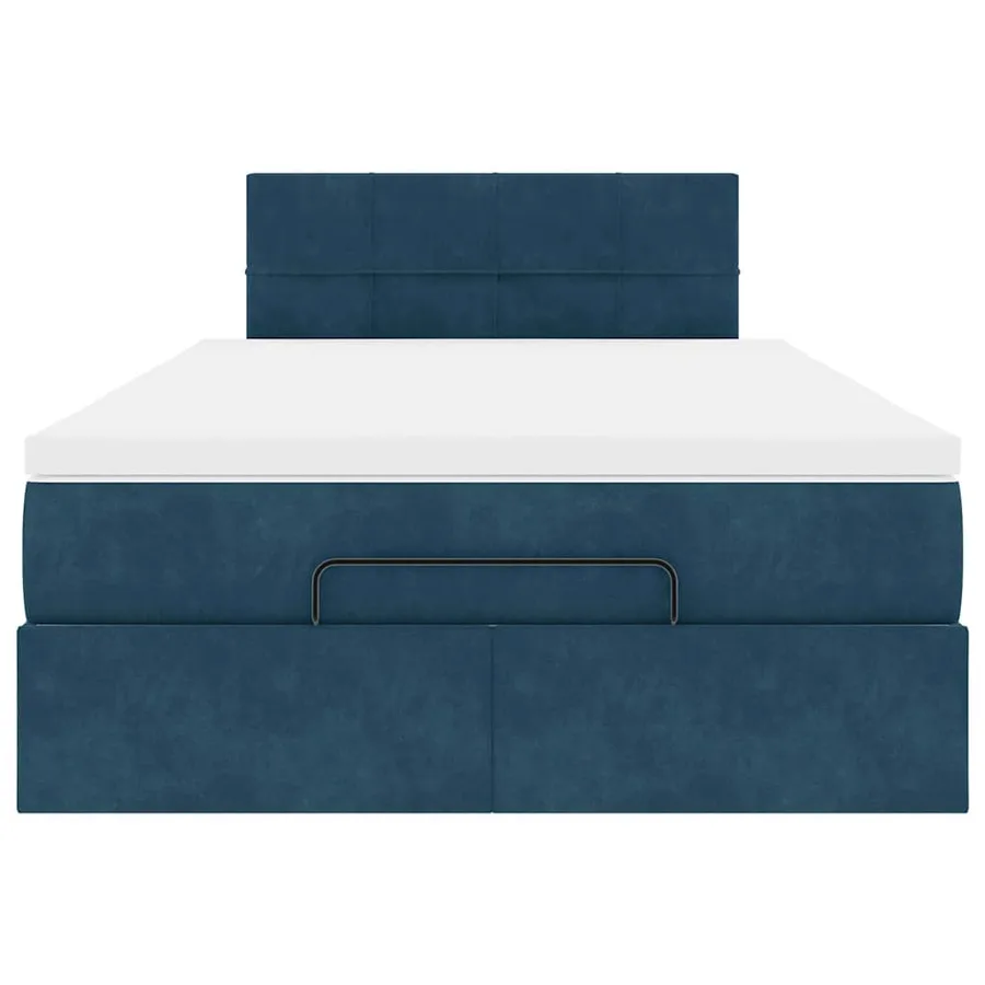 Lit ottoman avec matelas bleu foncé 120x190 cm velours - 6
