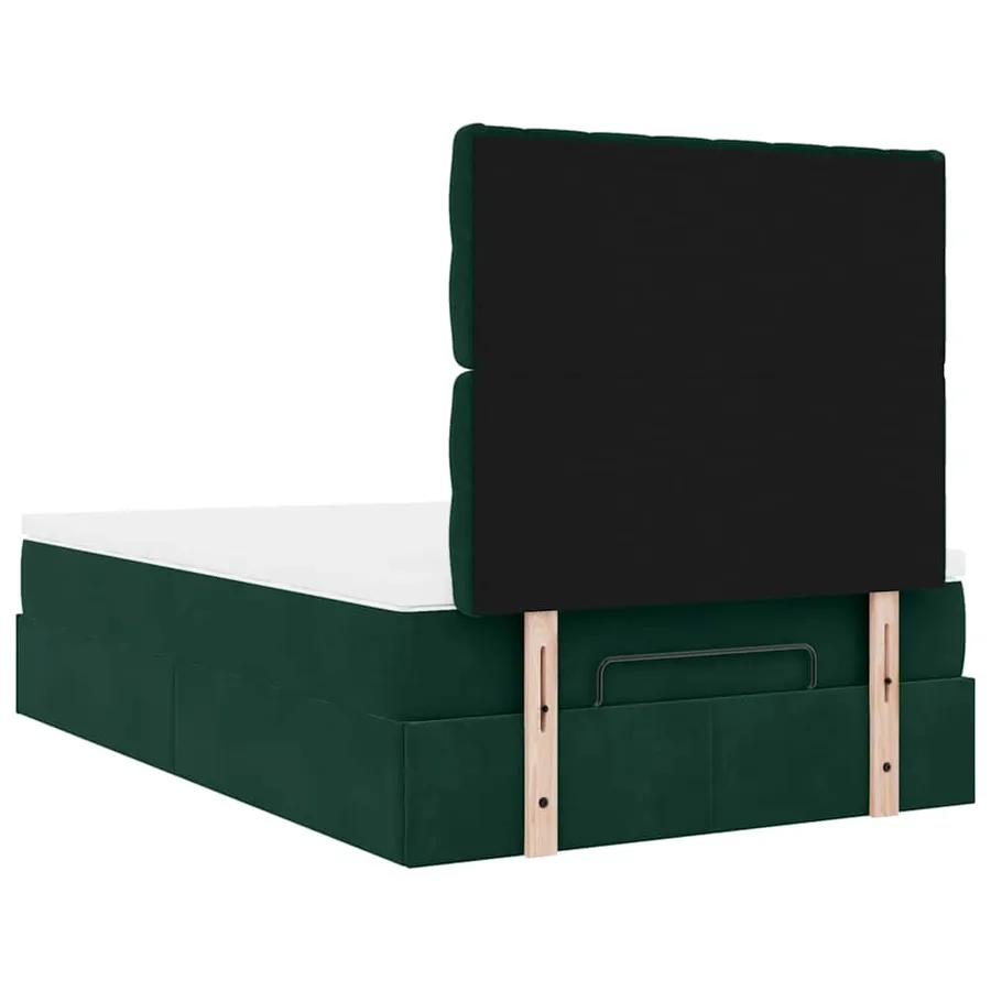 Cadre de lit ottoman avec matelas vert foncé 120x190 cm velours - 10