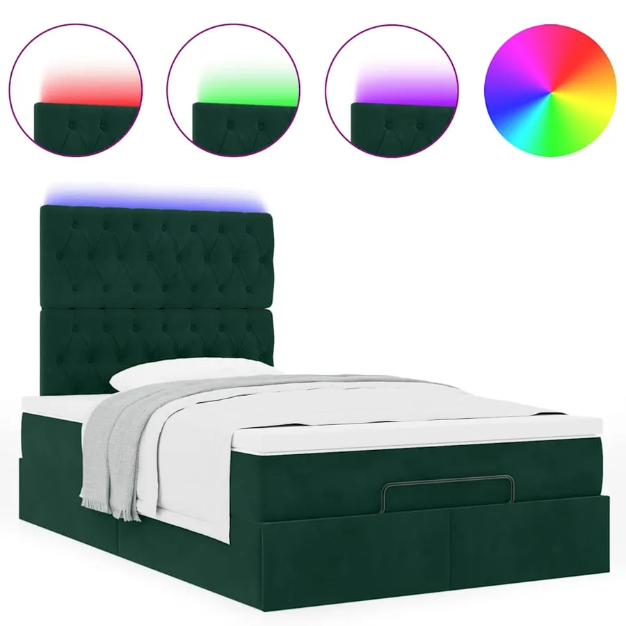 Cadre de lit ottoman avec matelas vert foncé 120x190 cm velours - 5