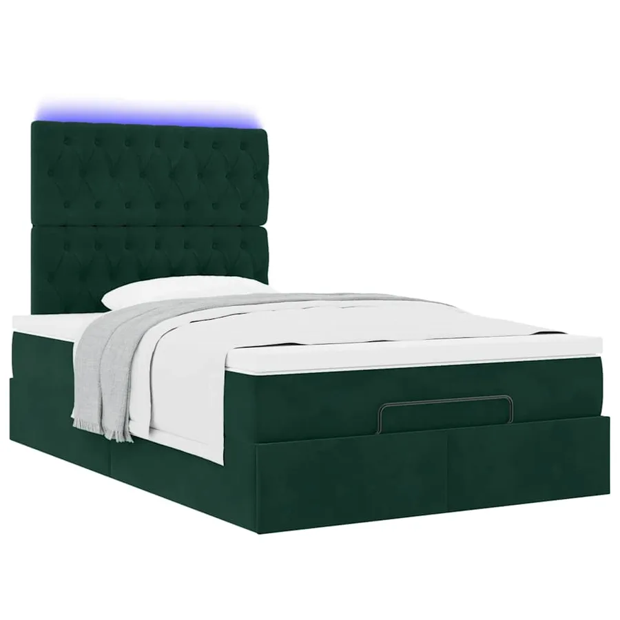 Cadre de lit ottoman avec matelas vert foncé 120x190 cm velours - 6