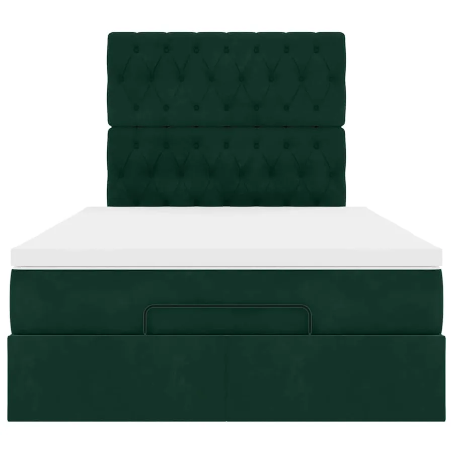 Cadre de lit ottoman avec matelas vert foncé 120x190 cm velours - 8